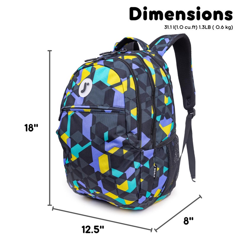 J World New York J World Cornelia Middle School Backpack for Kids. Student Laptop Bookbag, Cubes - Image 4